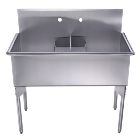 WHITEHAUS Brushed SS Dbl Bowl Commerical Freestanding Utility Sink, Brushed SS WHLSDB4020-NP